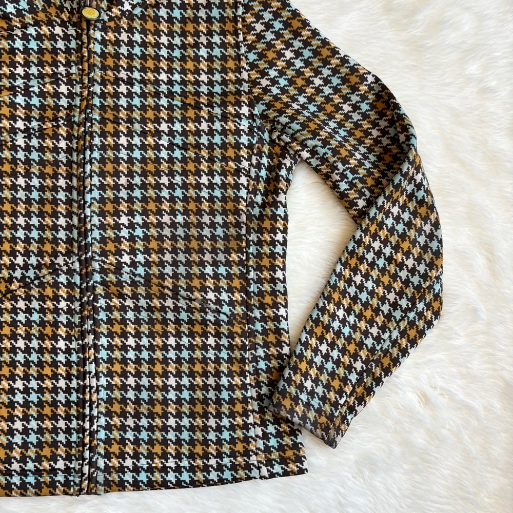Burton Houndstooth Brown & Teal Full Zip Fleece Lined Jacket Womens Small - Picture 3 of 10